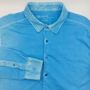 Georg Roth Cambria Long Sleeve Button Up Polo Shirt Men's Large Pima Cotton Peru